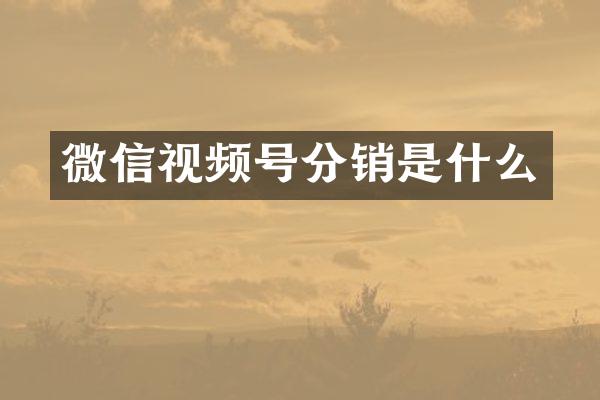 微信视频号分销是什么