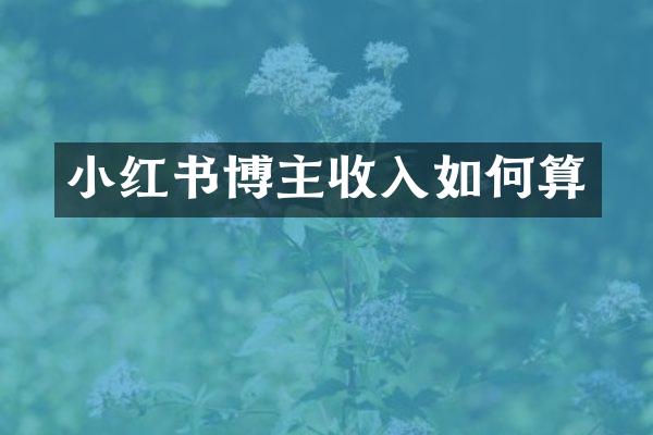 小红书博主收入如何算