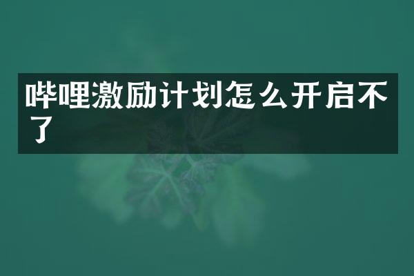 哔哩激励计划怎么开启不了