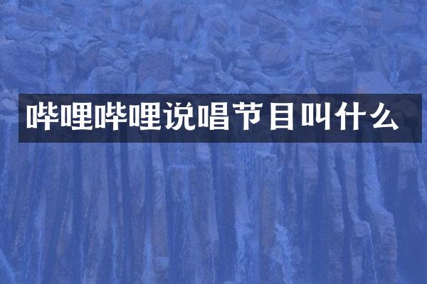 哔哩哔哩说唱节目叫什么