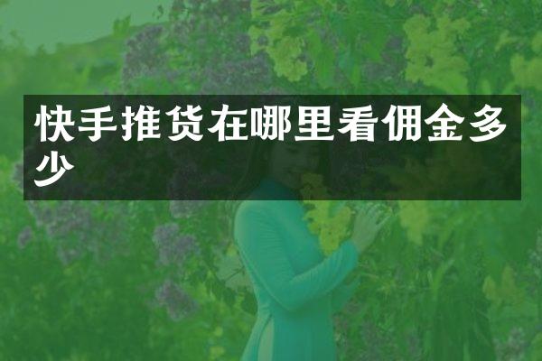 快手推货在哪里看佣金多少