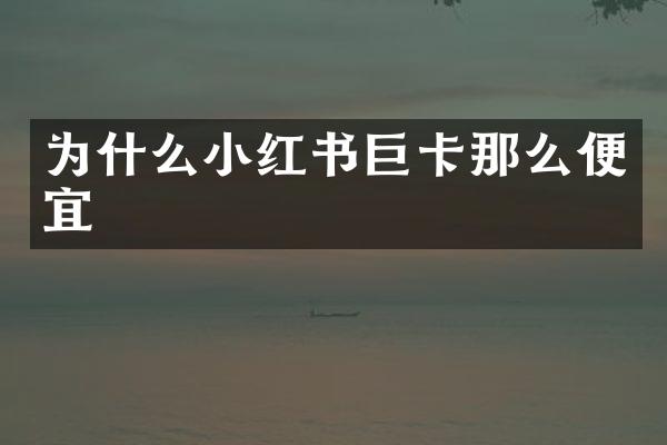 为什么小红书巨卡那么便宜