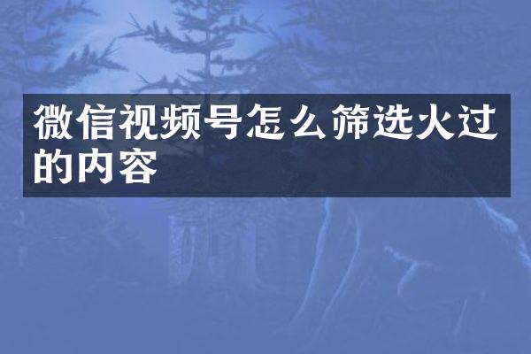 微信视频号怎么筛选火过的内容