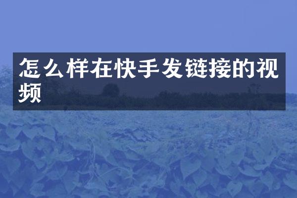 怎么样在快手发链接的视频