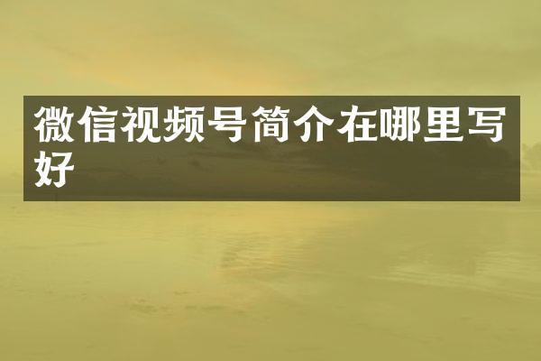 微信视频号简介在哪里写好