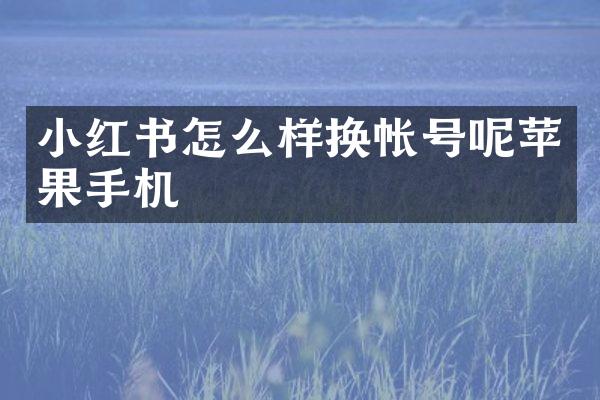 小红书怎么样换帐号呢苹果手机