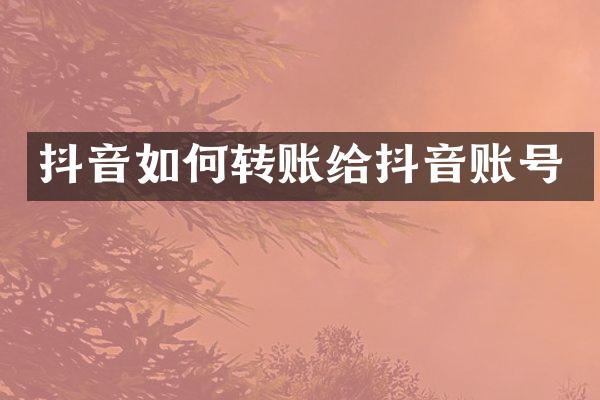 抖音如何转账给抖音账号