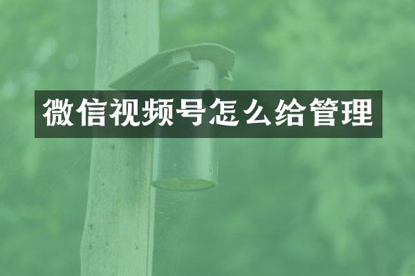 微信视频号怎么给管理