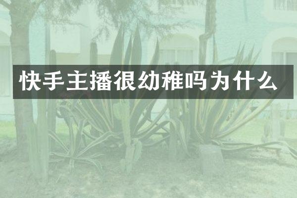 快手主播很幼稚吗为什么