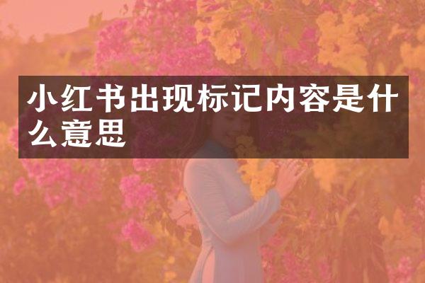 小红书出现标记内容是什么意思