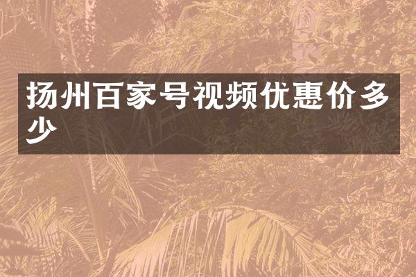 扬州百家号视频优惠价多少