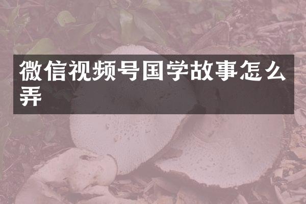 微信视频号国学故事怎么弄
