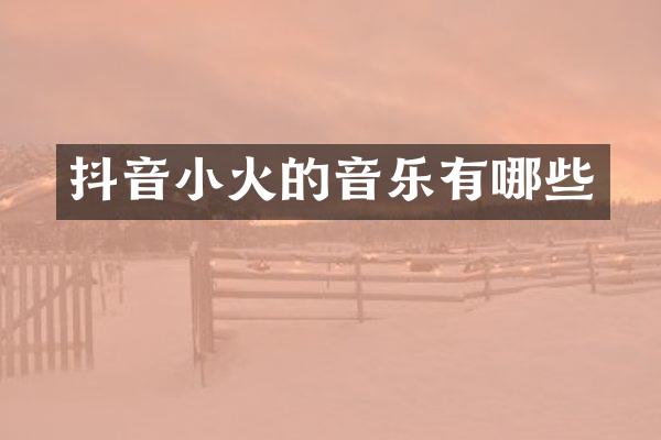 抖音小火的音乐有哪些