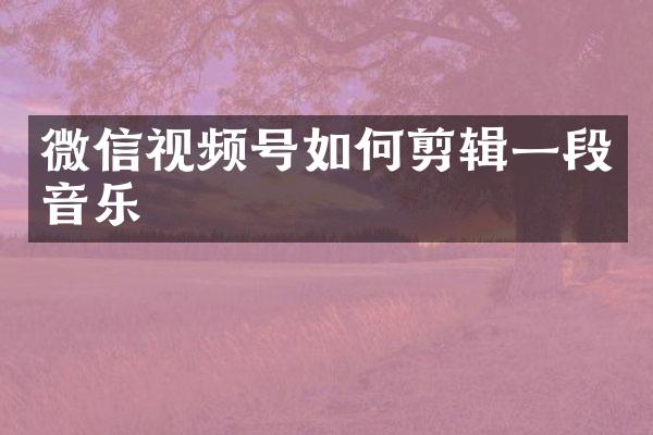 微信视频号如何剪辑一段音乐