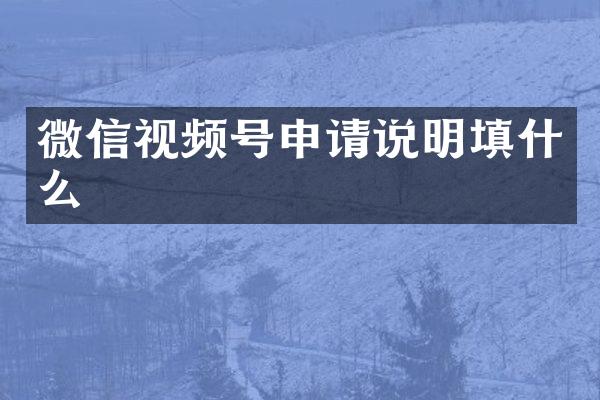 微信视频号申请说明填什么