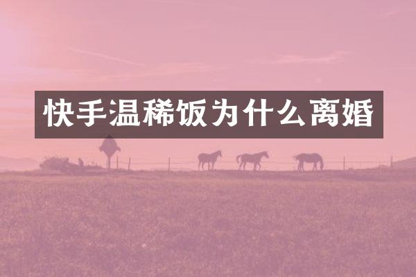 快手温稀饭为什么离婚
