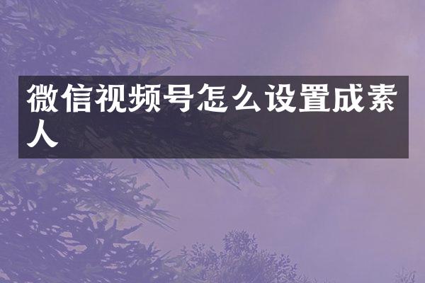 微信视频号怎么设置成素人