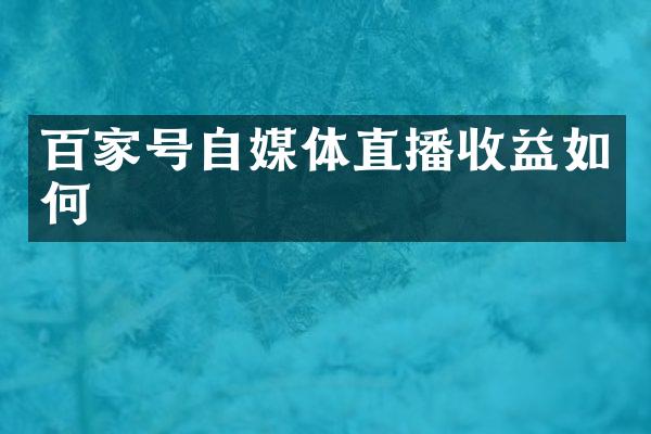 百家号自媒体直播收益如何