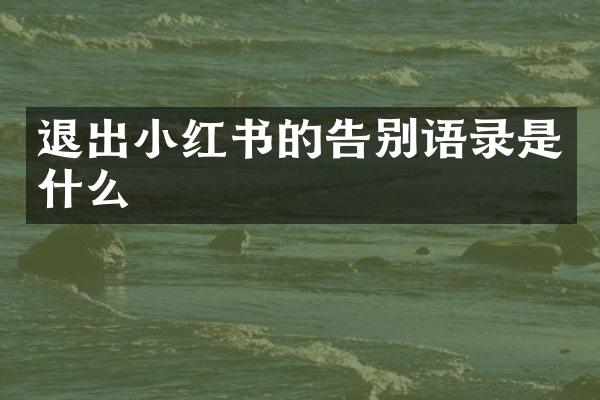退出小红书的告别语录是什么