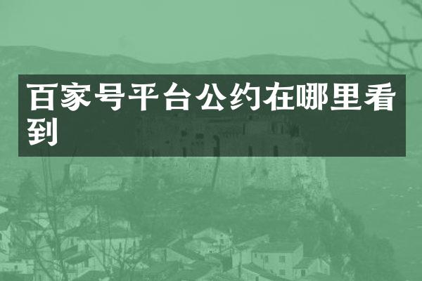 百家号平台公约在哪里看到