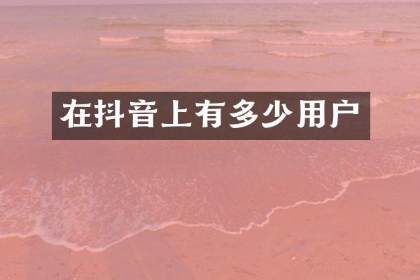 在抖音上有多少用户
