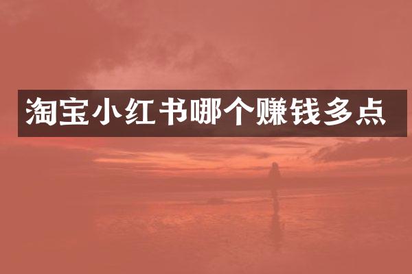 淘宝小红书哪个赚钱多点