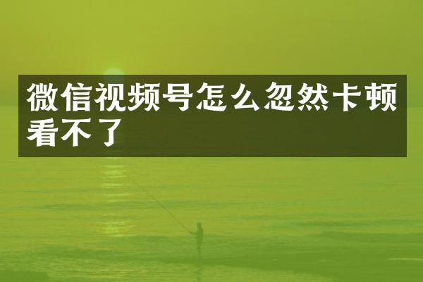微信视频号怎么忽然卡顿看不了