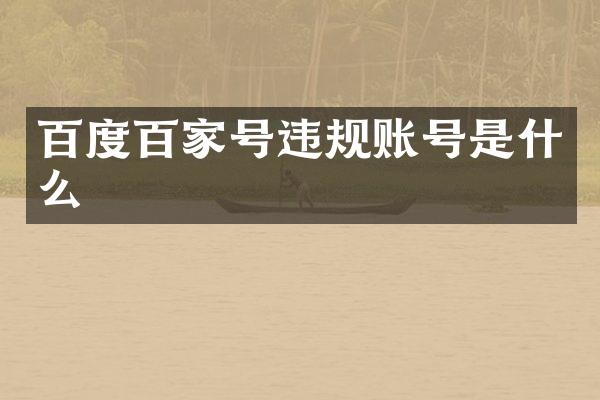 百度百家号违规账号是什么