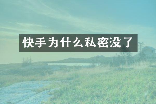 快手为什么私密没了