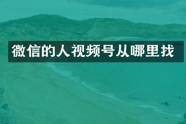 微信的人视频号从哪里找