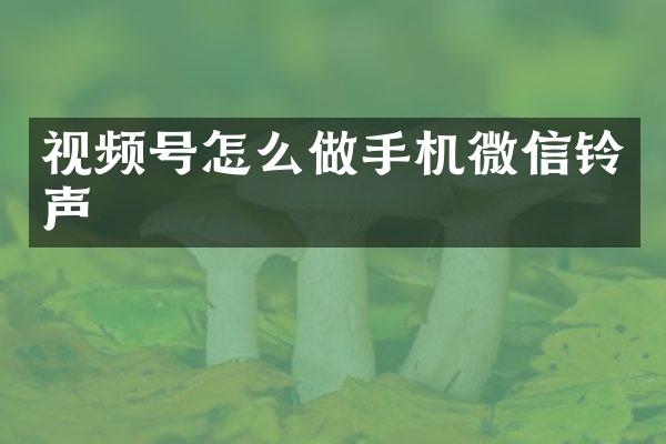 视频号怎么做手机微信铃声