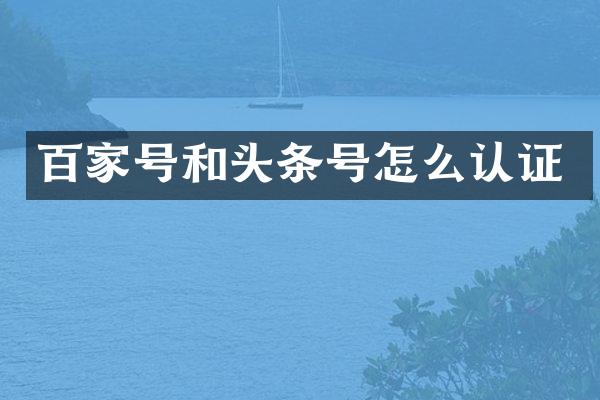 百家号和头条号怎么认证