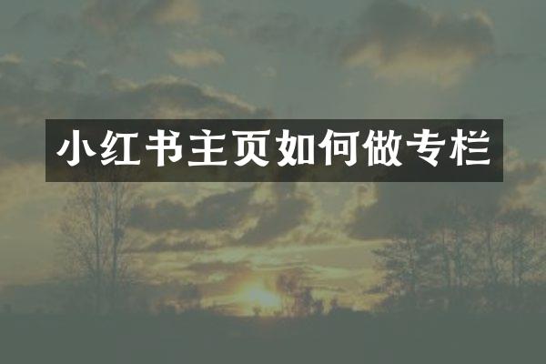 小红书主页如何做专栏