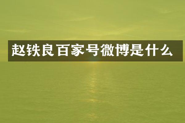 赵铁良百家号微博是什么