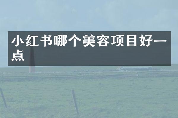 小红书哪个美容项目好一点