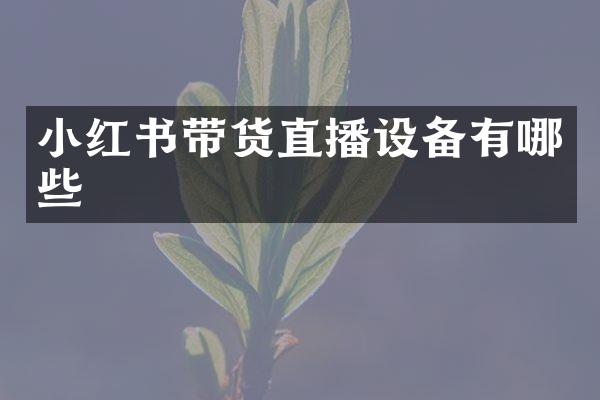 小红书带货直播设备有哪些
