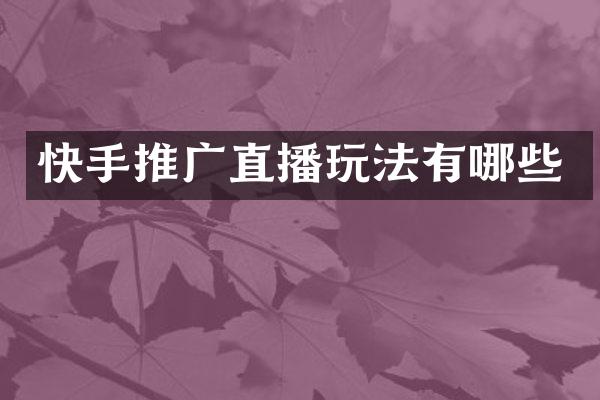 快手推广直播玩法有哪些