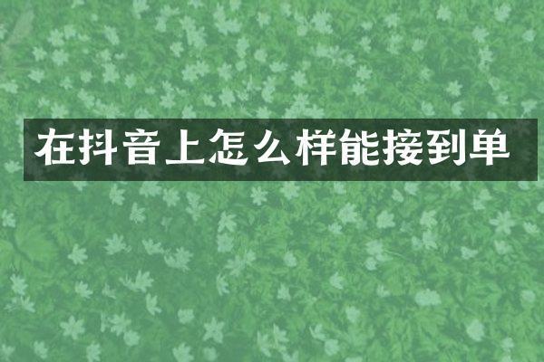 在抖音上怎么样能接到单