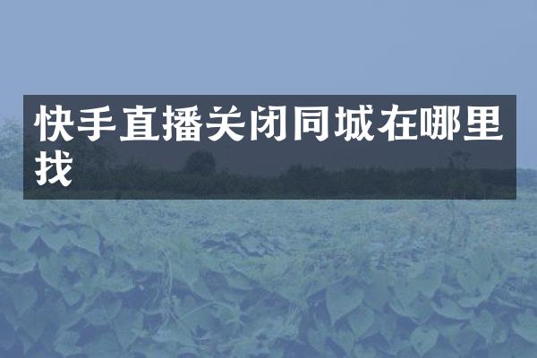 快手直播关闭同城在哪里找