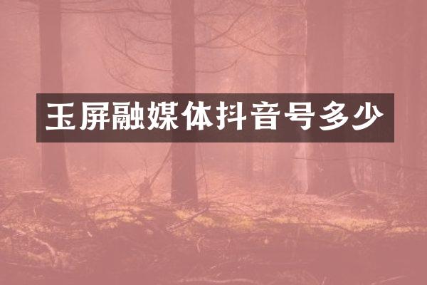 玉屏融媒体抖音号多少