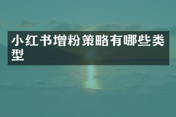 小红书增粉策略有哪些类型