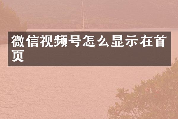 微信视频号怎么显示在首页