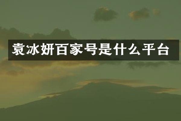 袁冰妍百家号是什么平台