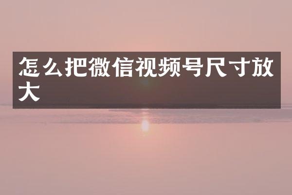 怎么把微信视频号尺寸放大
