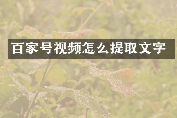 百家号视频怎么提取文字
