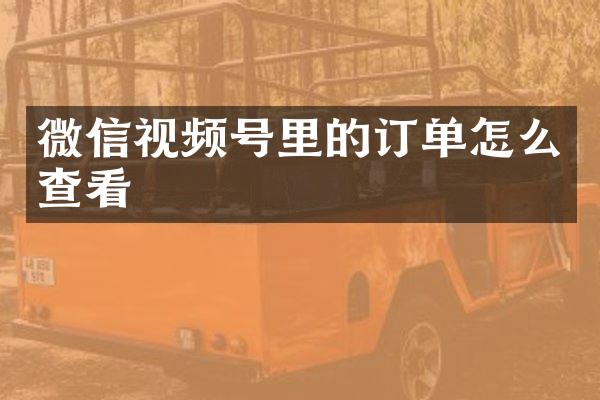 微信视频号里的订单怎么查看