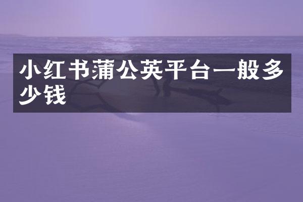 小红书蒲公英平台一般多少钱