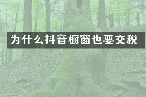 为什么抖音橱窗也要交税