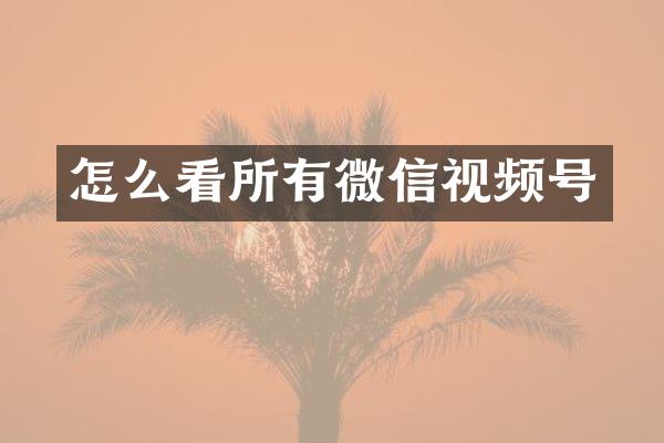 怎么看所有微信视频号