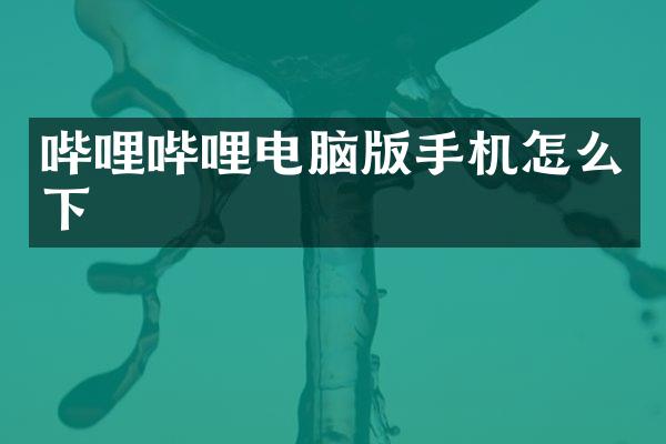 哔哩哔哩电脑版手机怎么下